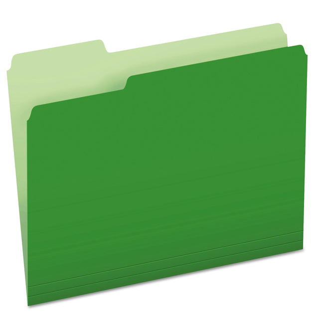 Colored File Folders, 1/3-Cut Tabs: Assorted, Letter Size, Green/Light Green, 100/Box