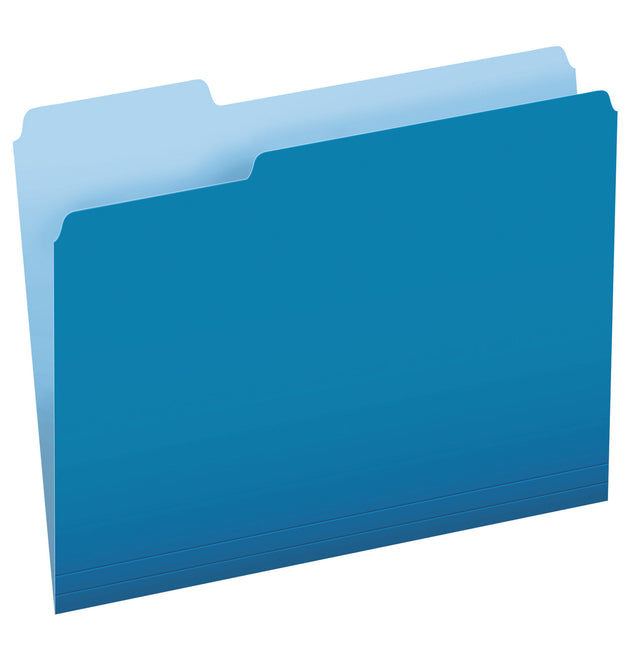 Colored File Folders, 1/3-Cut Tabs: Assorted, Letter Size, Blue/Light Blue, 100/Box