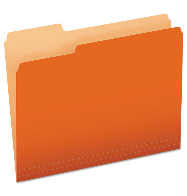 Colored File Folders, 1/3-Cut Tabs: Assorted, Letter Size, Orange/Light Orange, 100/Box