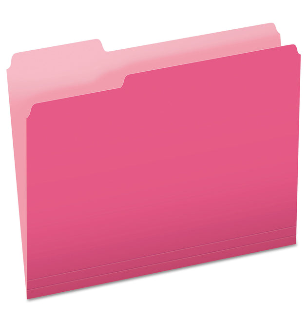 Colored File Folders, 1/3-Cut Tabs: Assorted, Letter Size, Pink/Light Pink, 100/Box