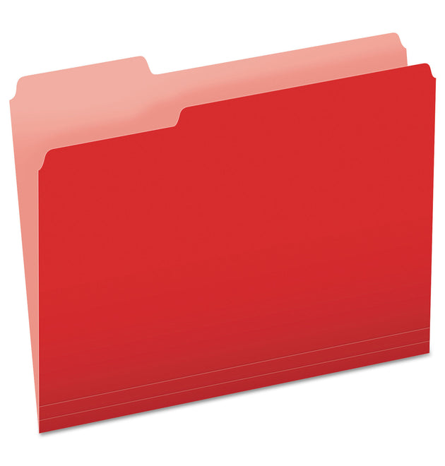 Colored File Folders, 1/3-Cut Tabs: Assorted, Letter Size, Red/Light Red, 100/Box