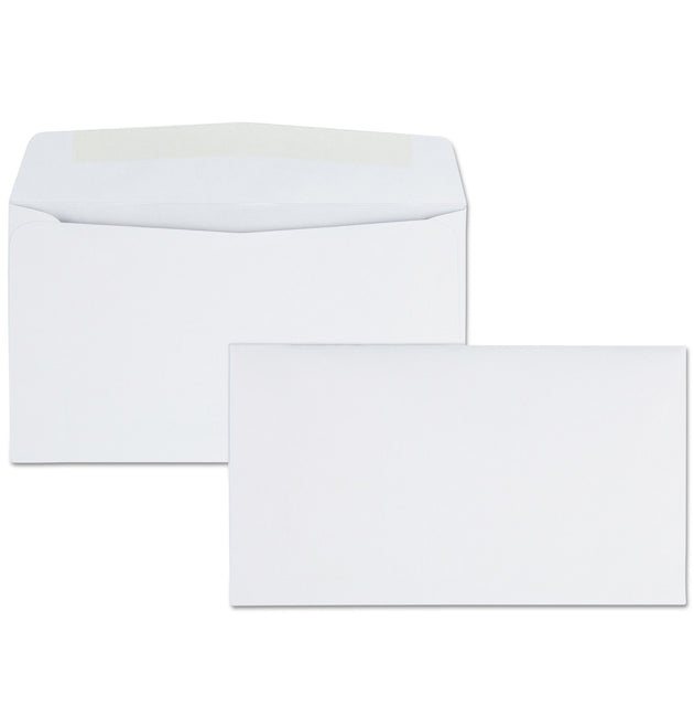 Business Envelope, #6 3/4, Commercial Flap, Side Seam, Gummed Closure, 24 lb Bond Weight Paper, 3.63 x 6.5, White, 500/Box