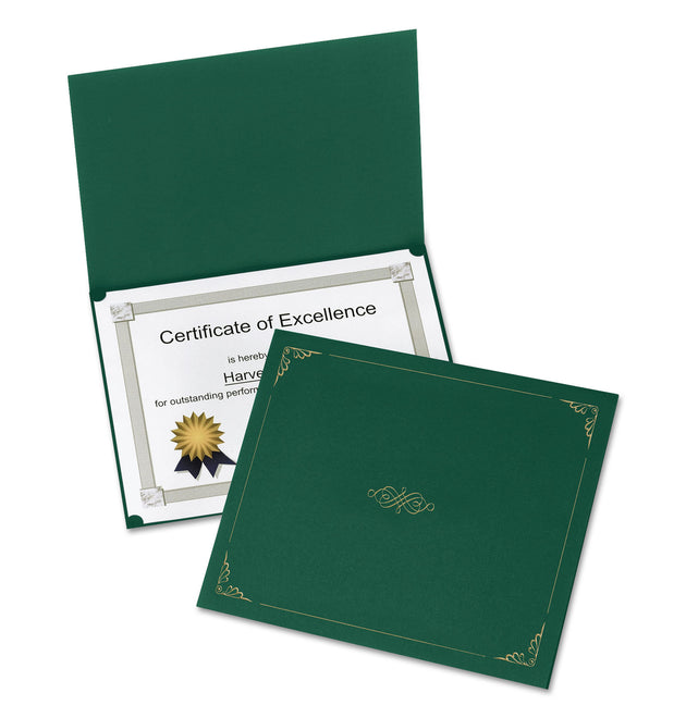 Certificate Holder, 11.25 x 8.75, Green, 5/Pack