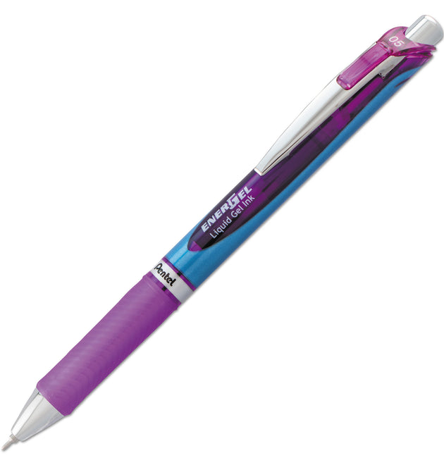 EnerGel RTX Gel Pen, Retractable, Fine 0.5 mm Needle Tip, Violet Ink, Violet/Blue Barrel