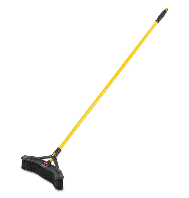 Maximizer Push-to-Center Broom, Poly Bristles, 18 x 58.13, Steel Handle, Yellow/Black