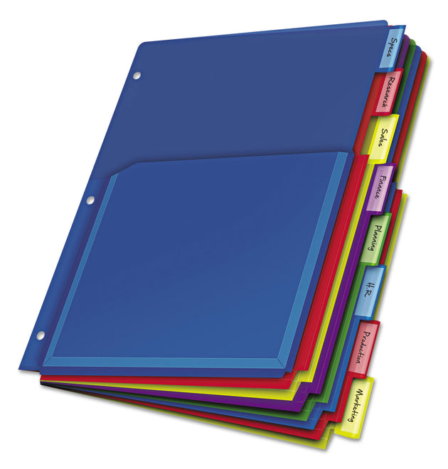 Expanding Pocket Index Dividers, 8-Tab, 11 x 8.5, Assorted, 1 Set