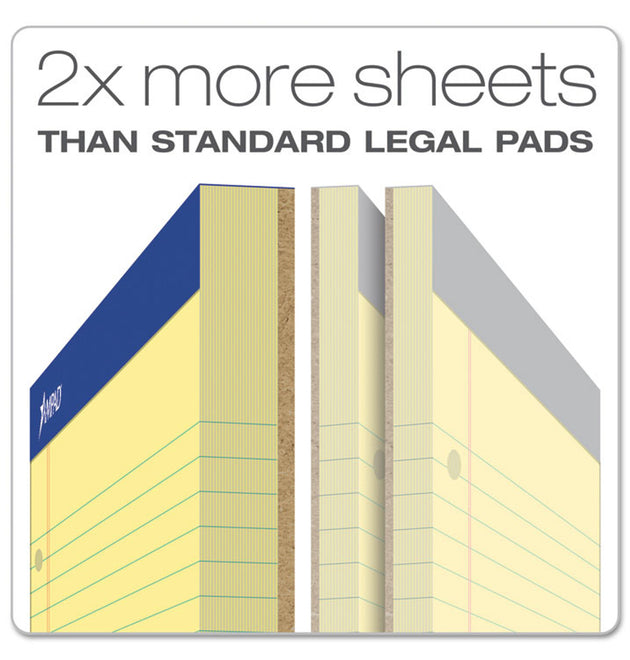 Double Sheet Pads, Wide/Legal Rule, 100 Canary-Yellow 8.5 x 11.75 Sheets