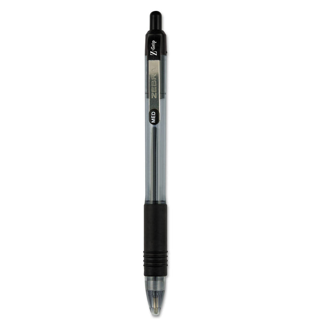 Z-Grip Ballpoint Pen, Retractable, Medium 1 mm, Black Ink, Clear/Black Barrel, 48/Pack