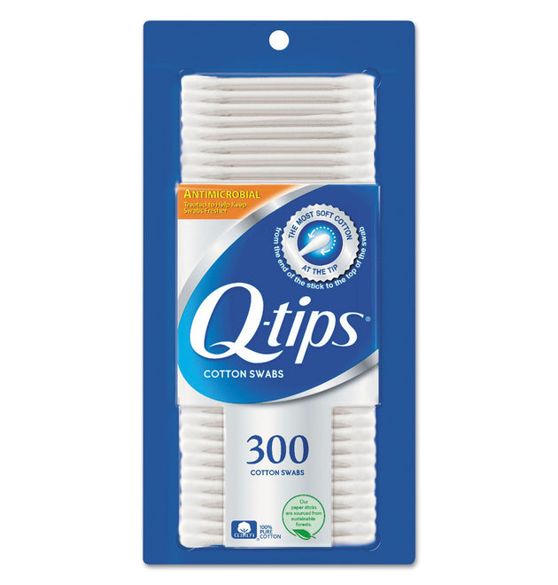 Cotton Swabs, Antibacterial, 300/Pack, 12/Carton