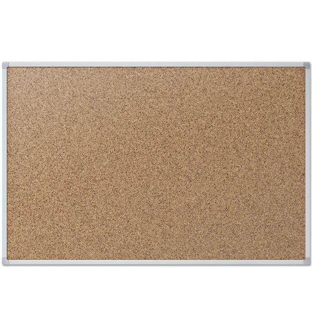 Cork Bulletin Board, 36 x 24, Tan Surface, Silver Aluminum Frame