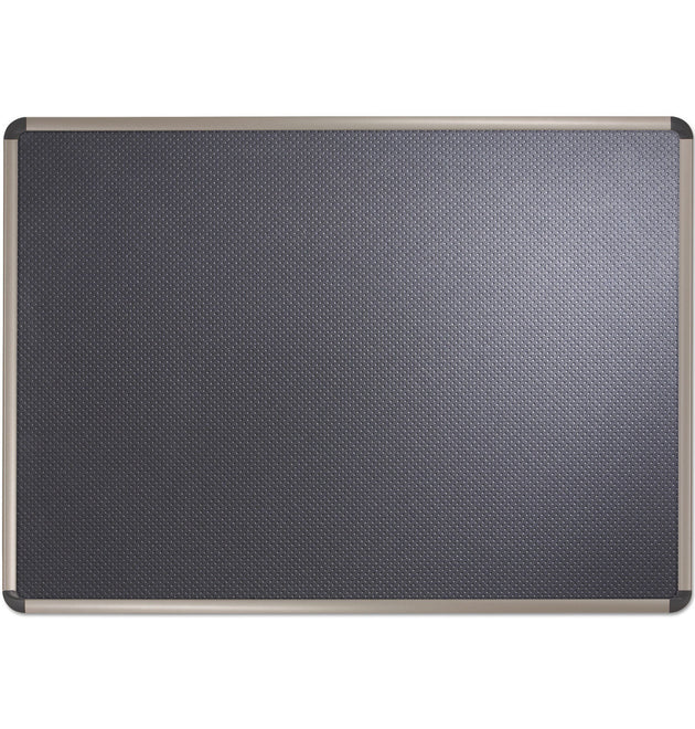 Prestige Euro-Style Embossed Foam Bulletin Board, 48 x 34.44, Black Surface, Euro Titanium Aluminum