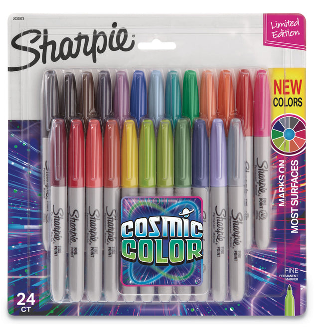 Cosmic Color Permanent Markers, Medium Bullet Tip, Assorted Cosmic Colors, 24/Pack