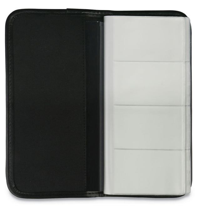 Business Card Holder, Holds 160 3.5 x 2 Cards, 4.75 x 10.13, Vinyl, Black