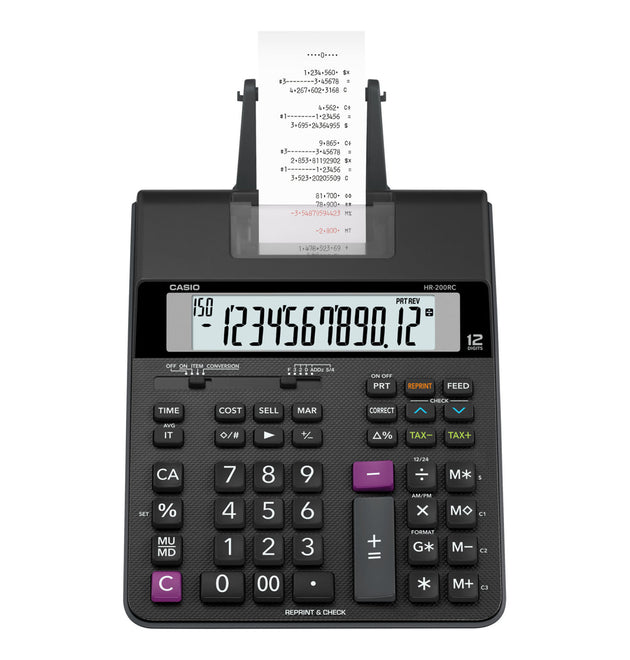 HR200RC Printing Calculator, Black/Red Print, 2.4 Lines/Sec