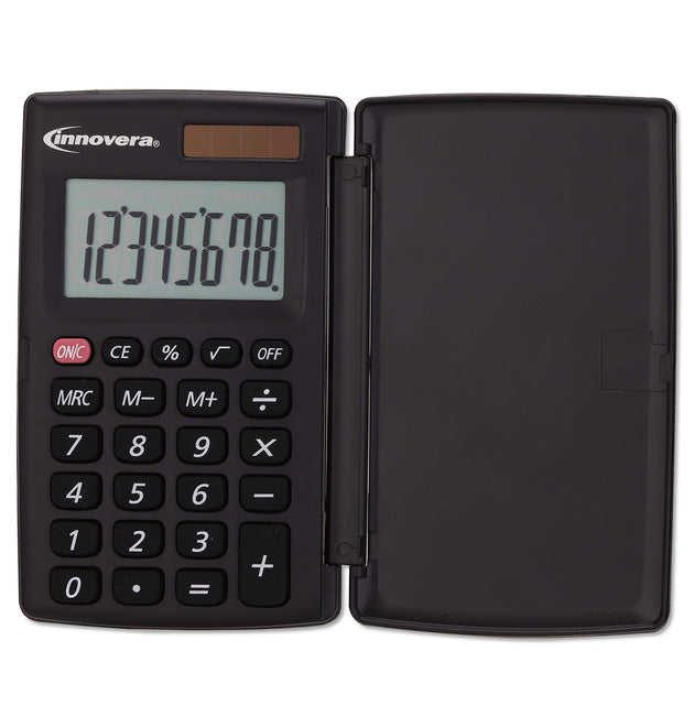 15921 Pocket Calculator with Hard Shell Flip Cover, 8-Digit LCD