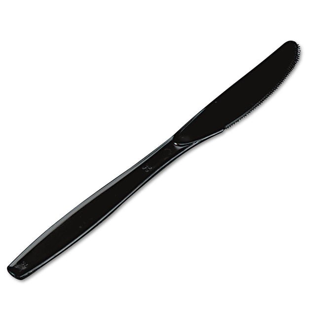 Plastic Cutlery, Heavyweight Knives, Black, 1,000/Carton