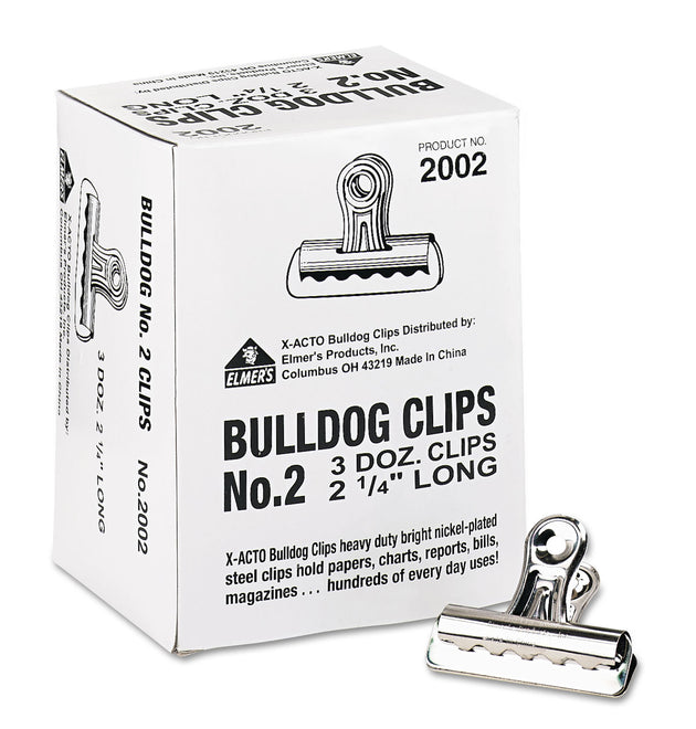 Bulldog Clips, Medium, Nickel, 36/Box