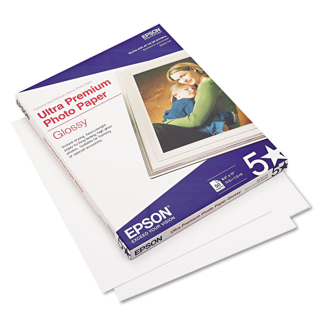 Ultra Premium Gloss Photo Paper, 11.8 mil, 8.5 x 11, Bright White, 50/Pack