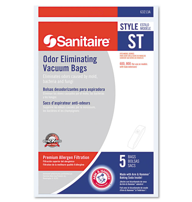 Style ST Disposable Vacuum Bags for SC600 and SC800 Series, 5/Pack, 10 Packs/Carton