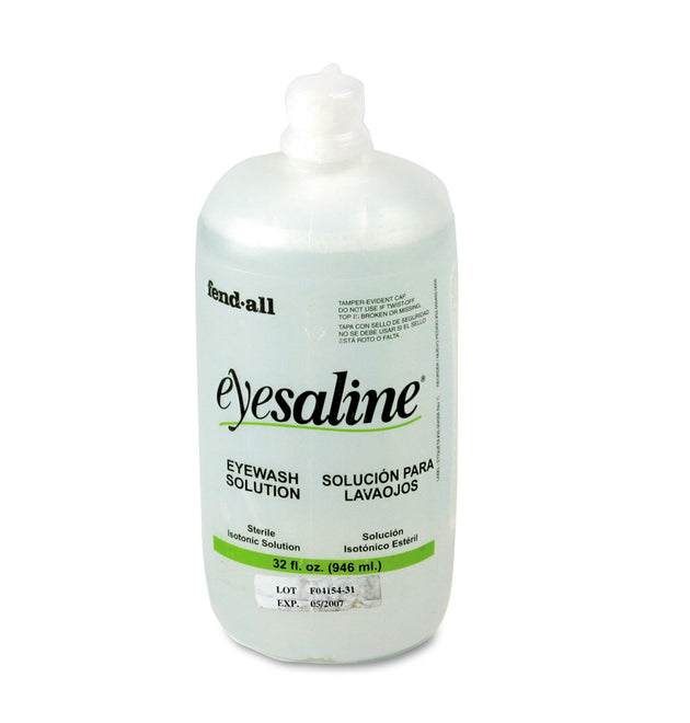 Fendall Eyesaline Eyewash Bottle Refill, 32 oz Bottle, 12/Carton