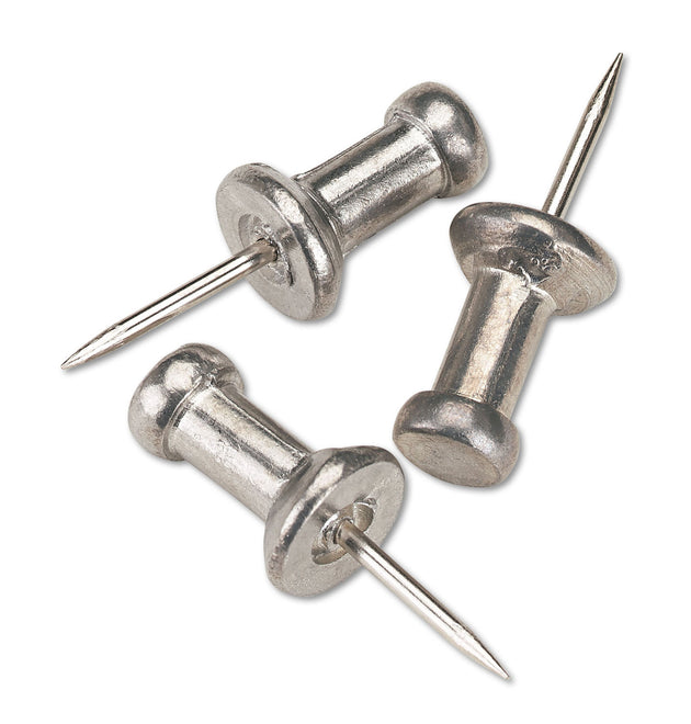 Aluminum Head Push Pins, Aluminum, Silver, 0.38