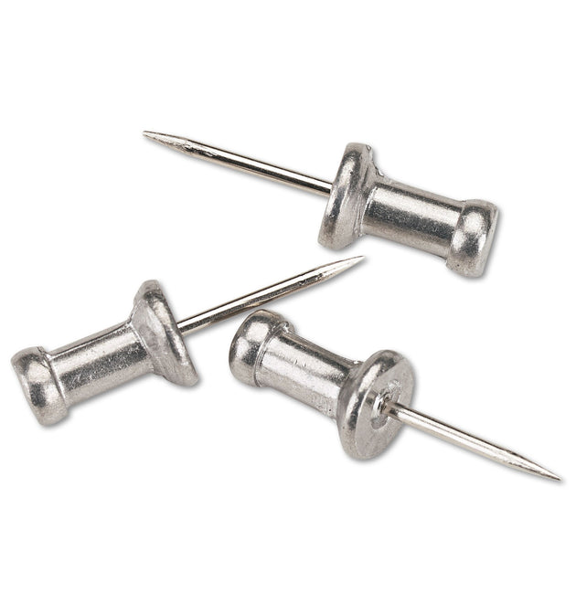 Aluminum Head Push Pins, Aluminum, Silver, 0.5