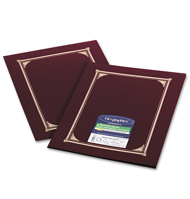 Certificate/Document Cover, 12.5 x 9.75, Burgundy, 6/Pack