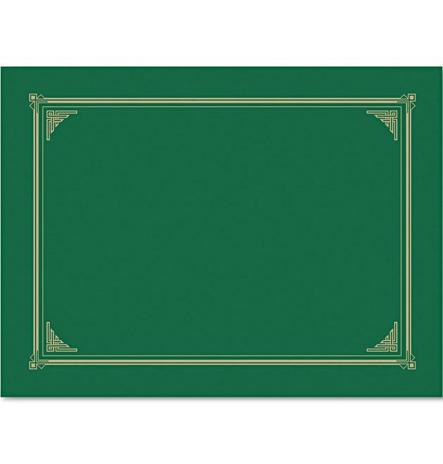 Certificate/Document Cover, 12.5 x 9.75, Green, 6/Pack