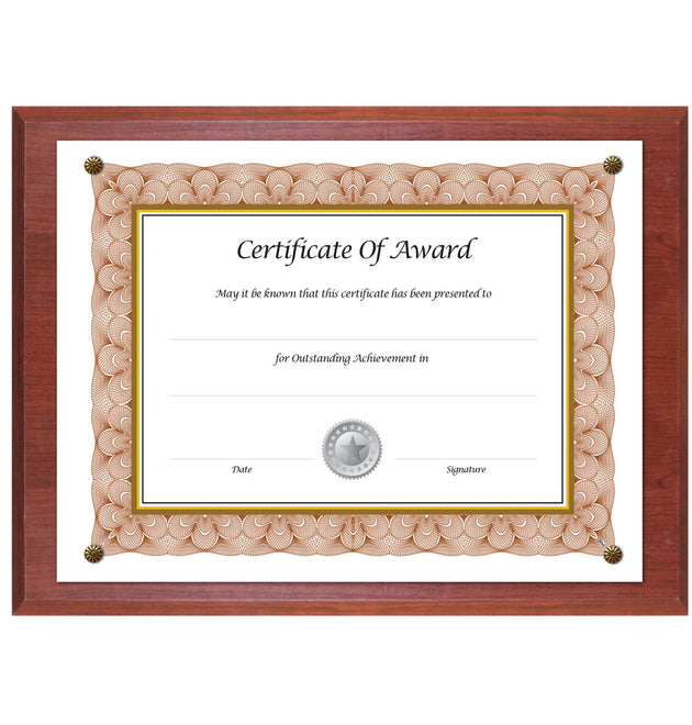 Award-A-Plaque Document Holder, Acrylic/Plastic, 10.5 x 13, Mahogany