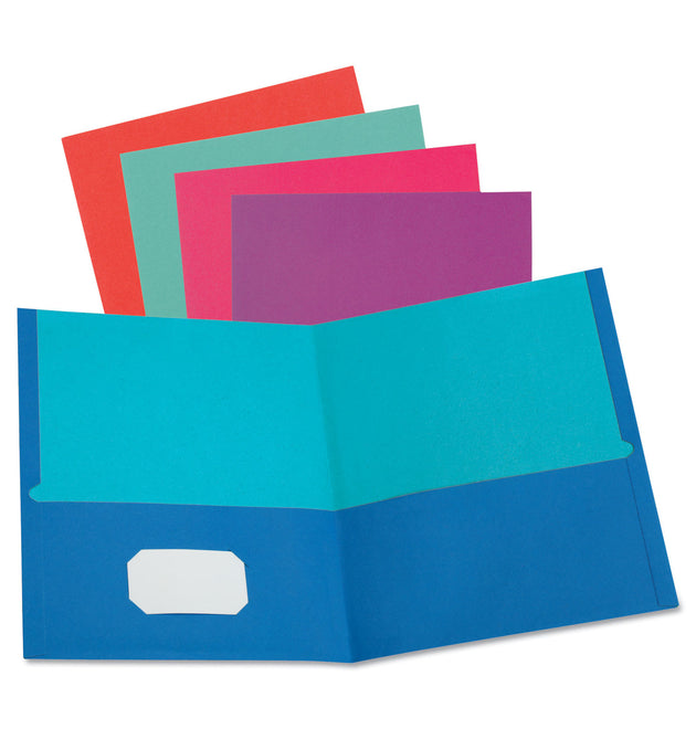 Twisted Twin Textured Pocket Folders, 100-Sheet Capacity, 11 x 8.5, Assorted Solid Colors, 10/Pack