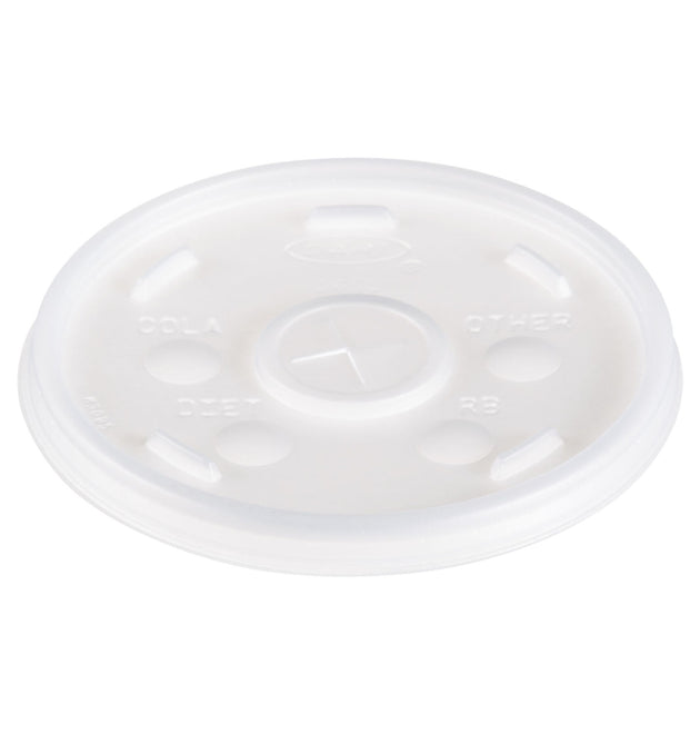 Plastic Lids, Fits 12 oz to 24 oz Hot/Cold Foam Cups, Straw-Slot Lid, White, 100/Pack, 10 Packs/Carton