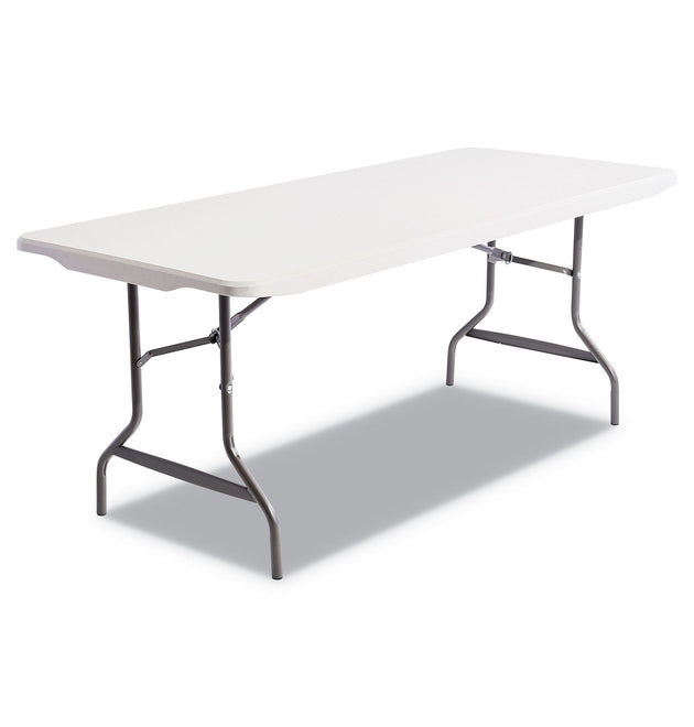 Resin Rectangular Folding Table, Square Edge, 72w x 30d x 29h, Platinum