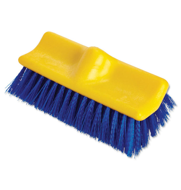 Bi-Level Deck Scrub Brush, Blue Polypropylene Bristles, 10