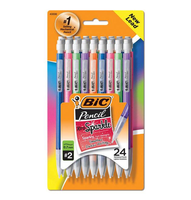 Xtra-Sparkle Mechanical Pencil Value Pack, 0.7 mm, HB (#2), Black Lead, Assorted Barrel Colors, 24/Pack