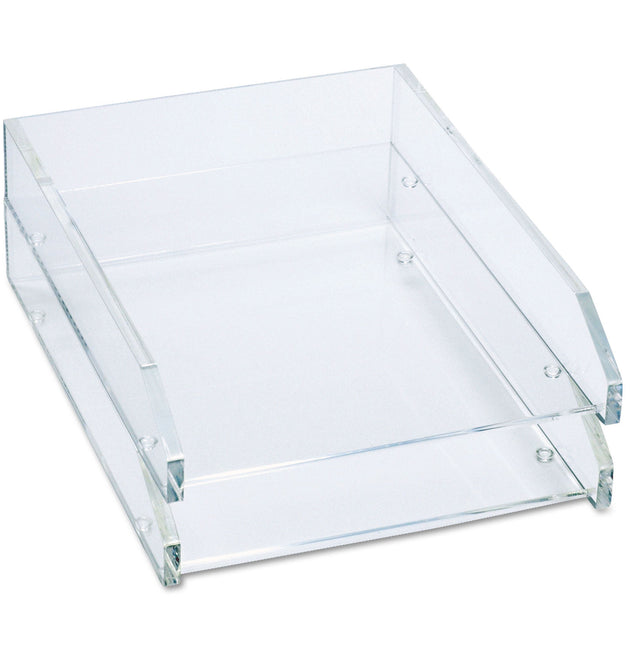 Clear Acrylic Letter Tray, 2 Sections, Letter Size Files, 10.5