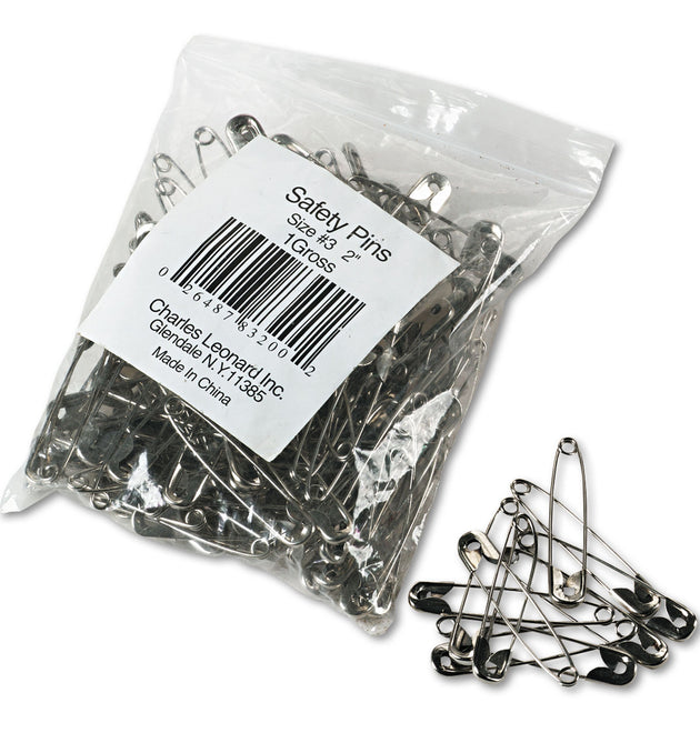 Safety Pins, Nickel-Plated, Steel, 2