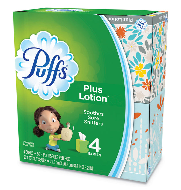 Plus Lotion Facial Tissue, 2-Ply, White, 56 Sheets/Box, 24 Boxes/Carton