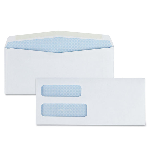 Double Window Security-Tinted Check Envelope, #10, Commercial Flap, Gummed Closure, 4.13 x 9.5, White, 500/Box