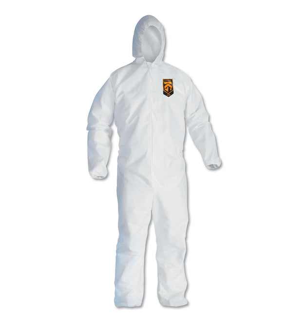 A40 Elastic-Cuff and Ankles Hooded Coveralls, 2X-Large, White, 25/Carton