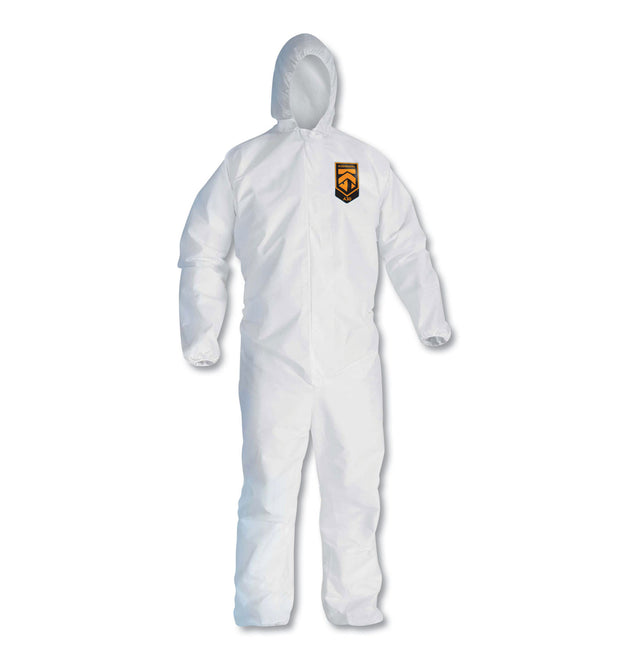 A30 Elastic-Back and Cuff Hooded Coveralls, 2X-Large, White, 25/Carton