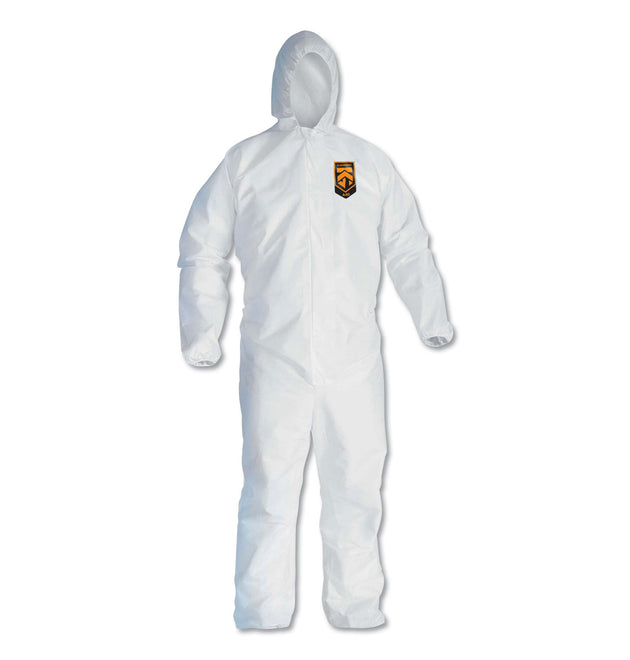 A40 Elastic-Cuff and Ankle Hooded Coveralls, 4X-Large, White, 25/Carton