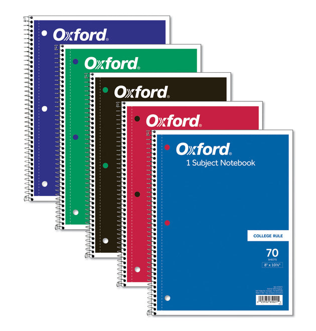 Coil-Lock Wirebound Notebooks, 3-Hole Punched, 1-Subject, Medium/College Rule, Randomly Assorted Covers, (70) 10.5 x 8 Sheets