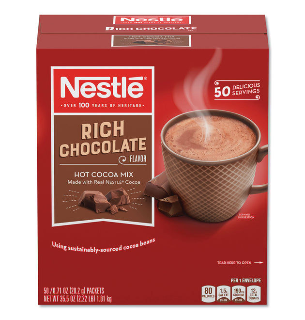 Hot Cocoa Mix, Rich Chocolate, 0.71 oz Packets, 50/Box, 6 Box/Carton