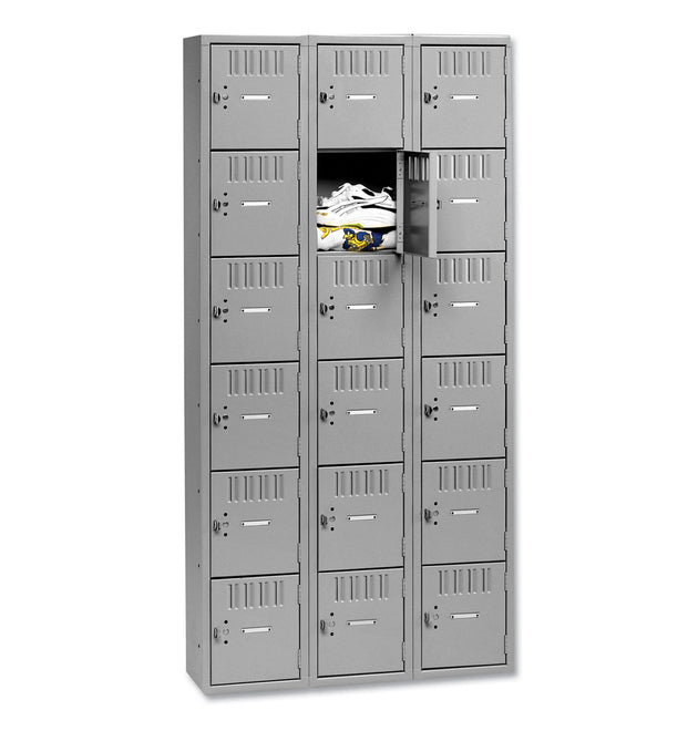 Box Compartments, Triple Stack, 36w x 18d x 72h, Medium Gray