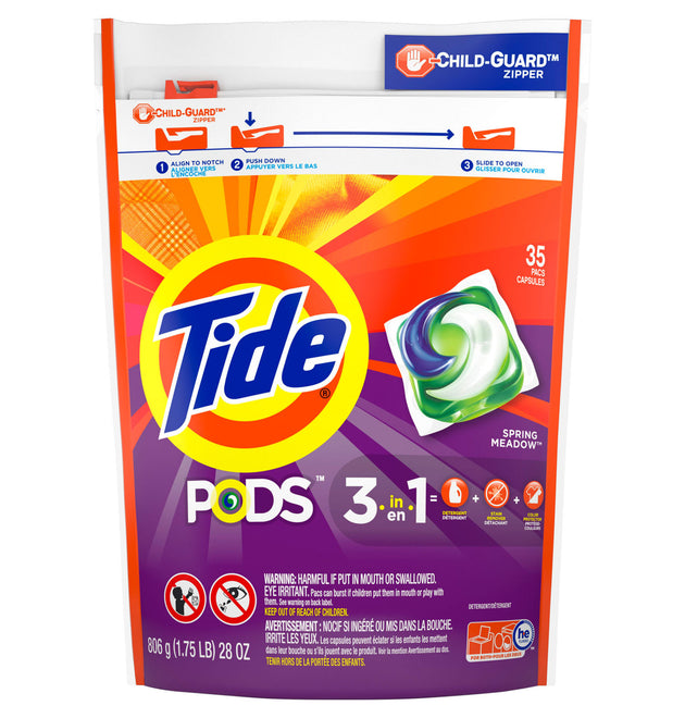 Pods, Laundry Detergent, Spring Meadow, 35/Pack, 4 Packs/Carton