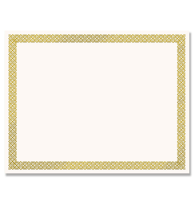 Foil Border Certificates, 8.5 x 11, Ivory/Gold with Braided Gold Border, 12/Pack