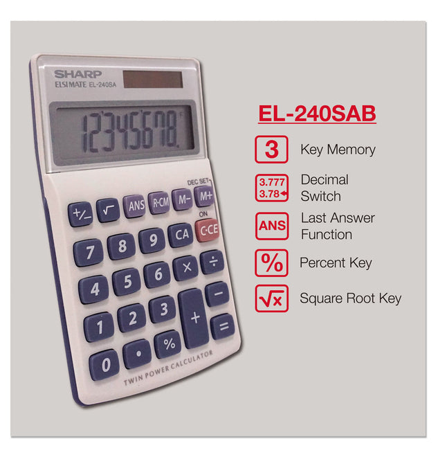 EL240SB Handheld Business Calculator, 8-Digit LCD