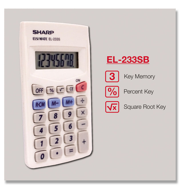 EL233SB Pocket Calculator, 8-Digit LCD