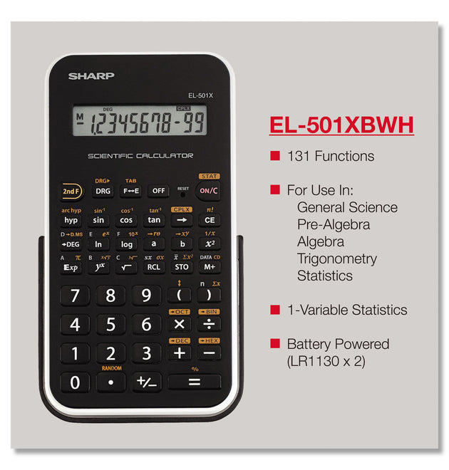 EL-501XBWH Scientific Calculator, 10-Digit LCD