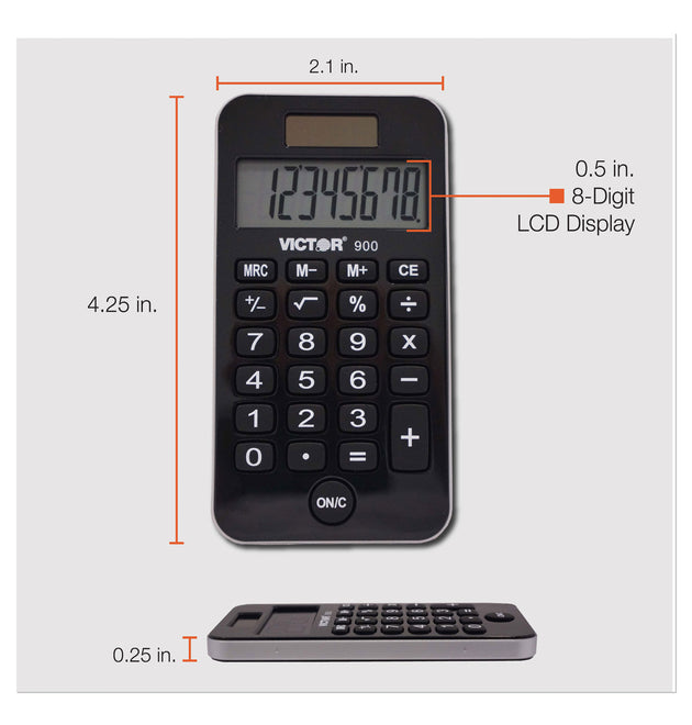 900 Antimicrobial Pocket Calculator, 8-Digit LCD